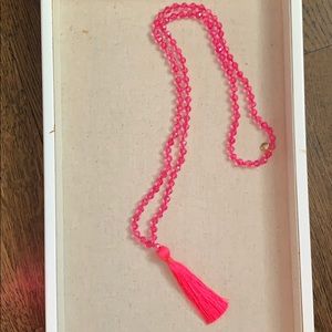 NWOT J.Crew Hot Pink Tassel necklace